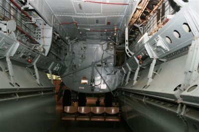 B52 Bomb bay turned into mini movie lounge showing the history of the Bird