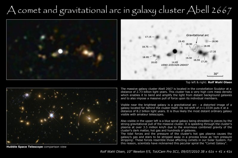 A comet and gravitational arc in Abell 2667