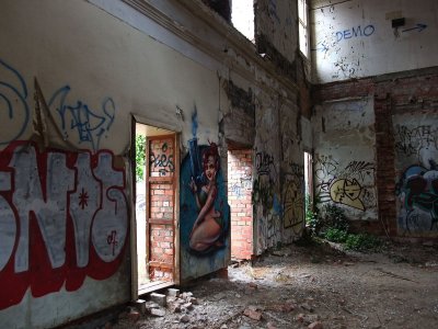 Graffiti in an abandoned house