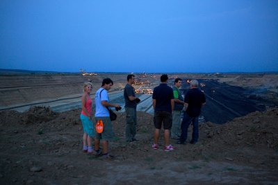 Misko's team at the steep edge of the mine