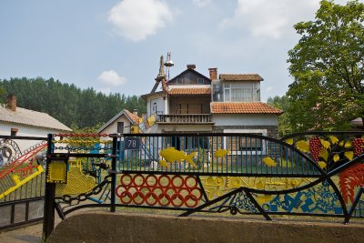 Strange, colourfull house in Kostolac near the Danube River