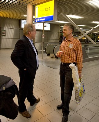 Dick and Wilrie waiting to board the flight