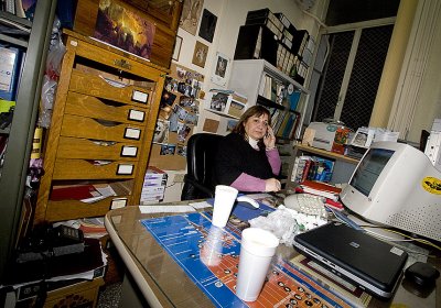 Professor Evangelia Tsoukala in her workroom at he University of Thessaloniki