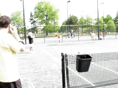 Murphy posing on court with Partner Tory