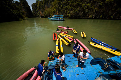 Canoes at Phang Nga bay