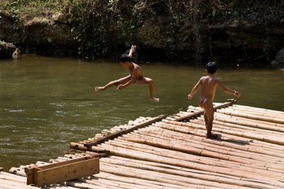 Local boys having fun on a very hot afternoon