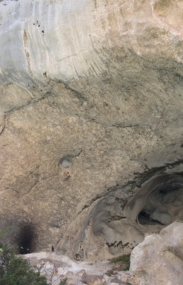 Verdon Cave with climbers, portrait