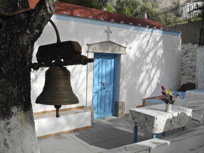 Chapel and bell, Kalymnos, Greece