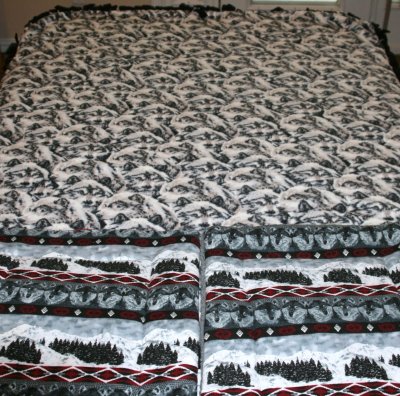 Not Available -Snow Covered Wolves Tie Blanket and Crate Pads