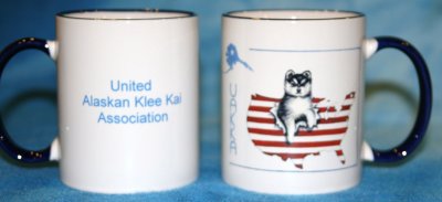 UAKKA Logo Mugs Blue Rim and Handle