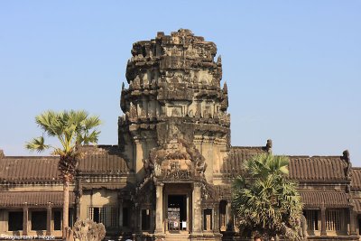 The gopura at the entrance of Angkor Wat