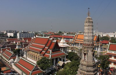 Wat Pho and the city from the top of Wat Arunb