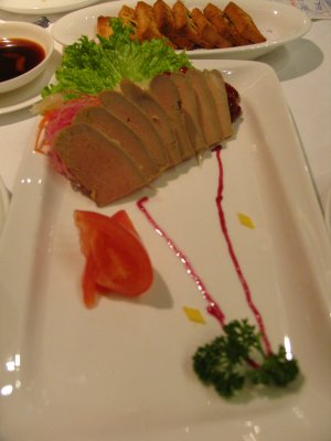 Foie gras w/ crispy thin bread. Yummy!