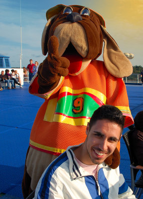 Great fun on board! Here, a mascot of the ship with Junior Bracciodiferro