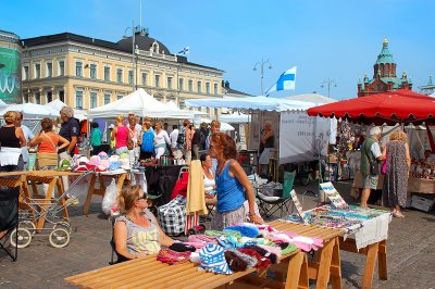 The marketplace. The Helsinki harbor