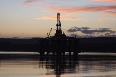 Sunrise over Cromerty Oil Rig