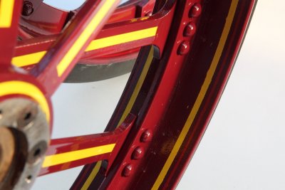 Close up of front wheel