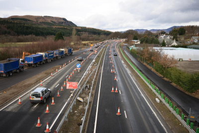 Roadworks at Ballinluig looking North