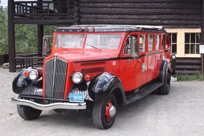 Red Bus. Glacier National Park.
