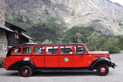 Red Bus. Glacier National Park.