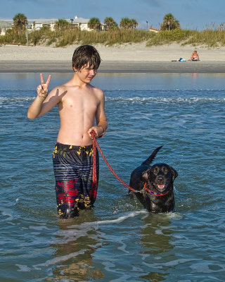 Spencer and Barney at the Beach