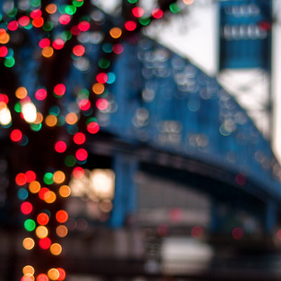 Main Street Bridge with Holiday Lights