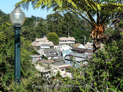 Looking down on houses across the river