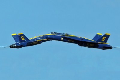 Blue Angels High Speed Opposing  Solo's Pass