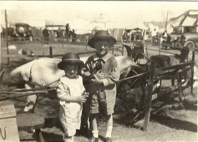 Ed & Pearle Ready for the Goat Driving at the Nebraska State Fair ca. 1925