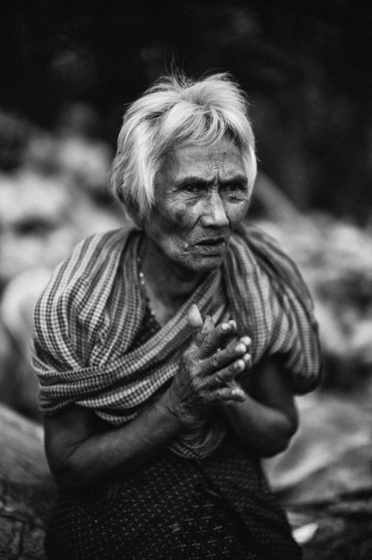 Old lady greeting us