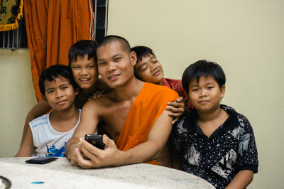 Monk with kids