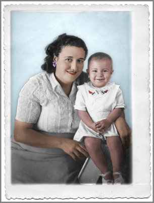 Ma mare i jo (1948). Colorejada amb Photoshop