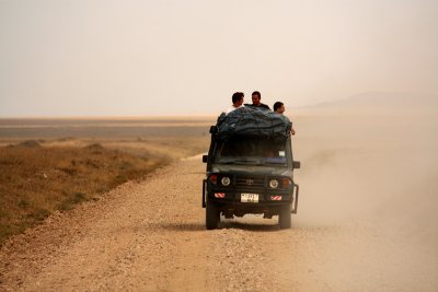 On a dry and dusty road