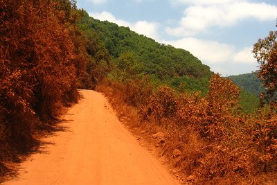 Driving out of the Ngorongoro Crater