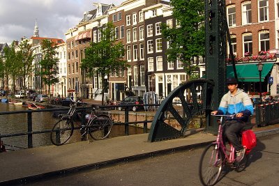 Cycling over a bridge