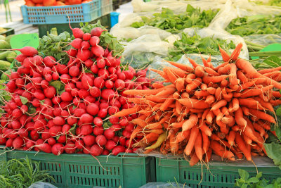 Carrots and Radishes at the market