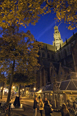 Haarlem Grote Church at night
