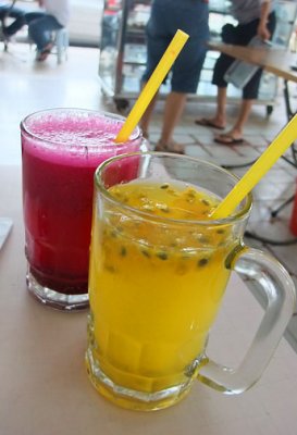 Dragon fruit and Passion fruit drinks