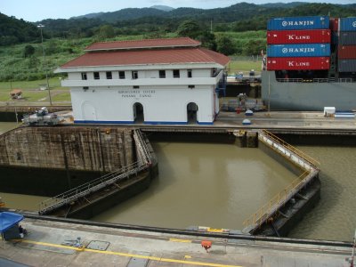 Container Ship in Miraflores Lock