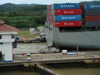 Container Ship in Miraflores Lock