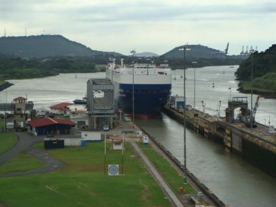 Auto Transport ship entering Lock