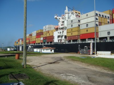 Container Ship in Gatun Lock