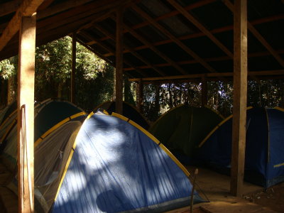 Tents under a roof