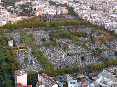A view of Montparnasse Cemetery from top of Montparnasse Tower