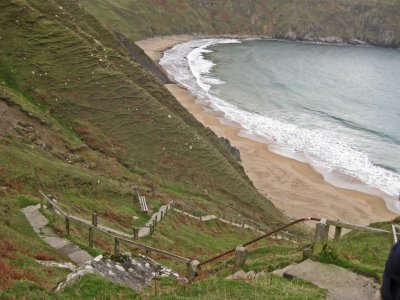 stair down to Malin Beg Beach - 168 steps - Yes, I counted