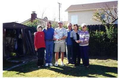 Mike with Aunt Helen, Randy and new son Ryley, Willard, Betty & Aunt Marnie