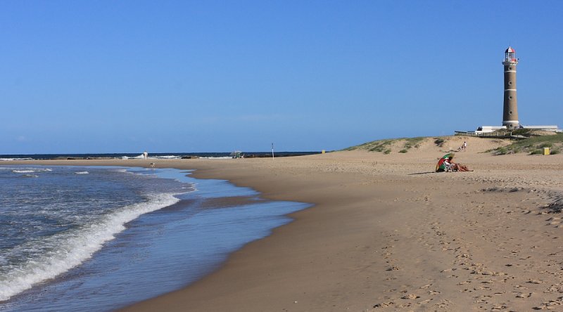 Beach and lighthouse at Jose Ignacio, Uruguay