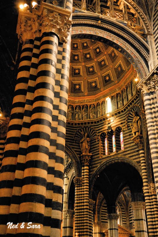 pillars inside  the Duomo of Siena