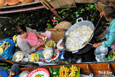 cooking banana  fritters on the boat