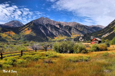 rail fence and old barn - Twin Lakes